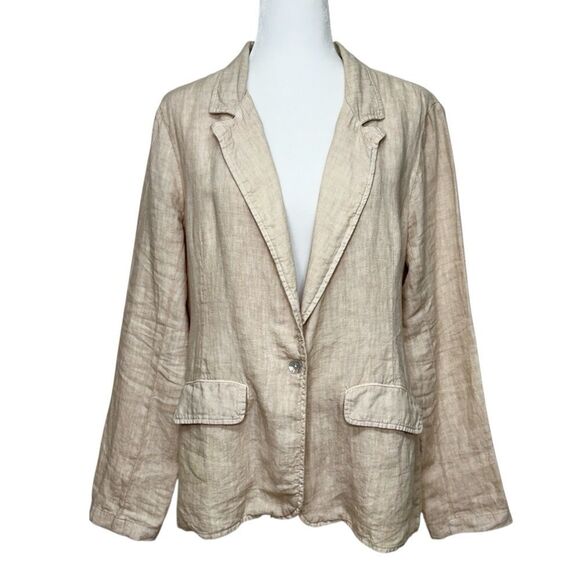 Bella Dahl Longline Linen Blazer Jacket Tan Size Large - Picture 4 of 13